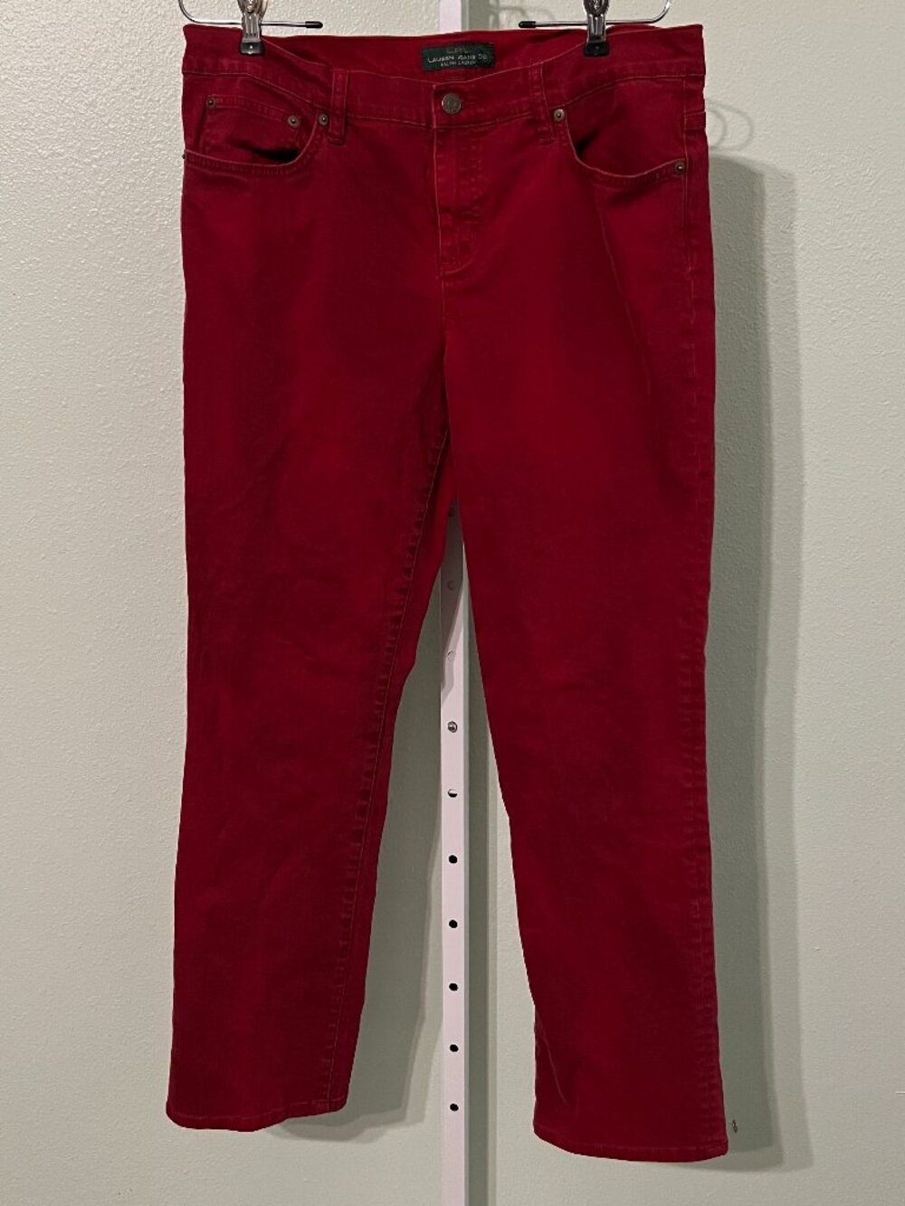 Lauren Ralph Lauren Deep Red Straight Leg Mid-Rise Women's Jeans SZ 14